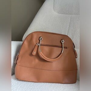 JustFab Tan chestnut Satchel with gold accents NWOT
